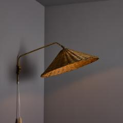  Valinte OY 1950s Valinte Oy Rattan Brass Plug In Wall Lamp in the Manner of Paavo Tynell - 4285745