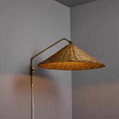  Valinte OY 1950s Valinte Oy Rattan Brass Plug In Wall Lamp in the Manner of Paavo Tynell - 4285755