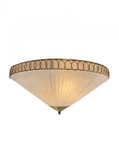 Valinte OY Finnish Design Flush Mount Model 1241 in Brass Synthetic Textile Valinte 1950 - 3972376