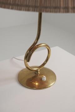  Valinte OY Large Mid Century Modern Valinte Table Lamp in Brass Rattan Finland 1950s - 4682677