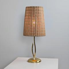  Valinte OY Mid Century Modern Valinte Table Lamp in Brass Rattan Shade Finland 1950s - 4482622