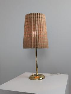  Valinte OY Mid Century Modern Valinte Table Lamp in Brass Rattan Shade Finland 1950s - 4482626
