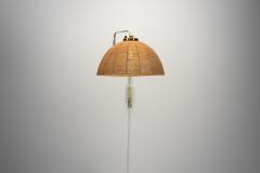  Valinte OY Model 2322 Brass Wall Lamp with Woven Dome Shade by Valinte Oy Finland 1950s - 4647237