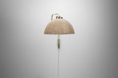  Valinte OY Model 2322 Brass Wall Lamp with Woven Dome Shade by Valinte Oy Finland 1950s - 4647238