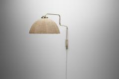  Valinte OY Model 2322 Brass Wall Lamp with Woven Dome Shade by Valinte Oy Finland 1950s - 4647240