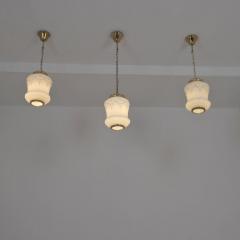  Valinte OY Set of Three Jugend Style Pendants in Milk Glass Brass Valinte Finland 1970s - 4685935