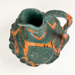  Vallauris Mid Century Modern Dark Green Bright Orange Ceramic Jug from Vallauris 1960s - 3759725