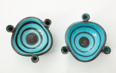  Vallauris Pair of Vallauris Blue Ceramic Candelabra Cups France c 1955 - 1224165