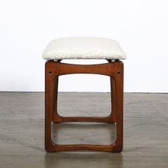  Vamdrup Stolefabrik Mid Century Sculptural Walnut Stool in Holly Hunt Boucl Vamdrup Stolefabrik - 4566341
