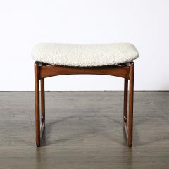  Vamdrup Stolefabrik Mid Century Sculptural Walnut Stool in Holly Hunt Boucl Vamdrup Stolefabrik - 4566365