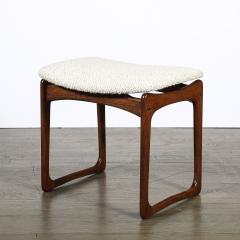  Vamdrup Stolefabrik Mid Century Sculptural Walnut Stool in Holly Hunt Boucl Vamdrup Stolefabrik - 4566373