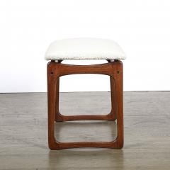  Vamdrup Stolefabrik Mid Century Sculptural Walnut Stool in Holly Hunt Boucl Vamdrup Stolefabrik - 4566444