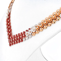  Van Cleef Arpels 18K ROSE GOLD BOUTON DOR CARNELIAN DIAMOND MOTHER OF PERAL NECKLACE - 3462292