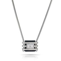  Van Cleef Arpels 18K WHITE GOLD DIAMOND MOTHER OF PEARL AND WOOD PENDANT WATCH - 1797453