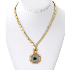  Van Cleef Arpels 18K Yellow Gold Green emerald Yellow Sapphire Mother Of Pearl Necklace - 4013936