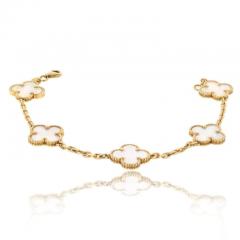  Van Cleef Arpels ALHAMBRA 18K YELLOW GOLD 5 MOTIF MOTHER OF PEARL ALHAMBRA BRACELET - 3367998