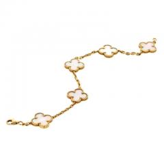  Van Cleef Arpels ALHAMBRA 18K YELLOW GOLD 5 MOTIF MOTHER OF PEARL ALHAMBRA BRACELET - 3367999