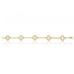  Van Cleef Arpels ALHAMBRA 18K YELLOW GOLD 5 MOTIF MOTHER OF PEARL ALHAMBRA BRACELET - 3368000