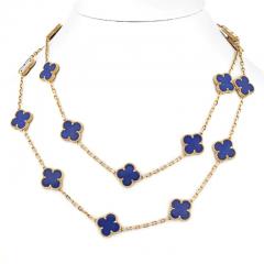  Van Cleef Arpels ALHAMBRA PLATINUM 18K YELLOW GOLD LAPIS ALHAMBRA 20 MOTIF NECKLACE - 2902671