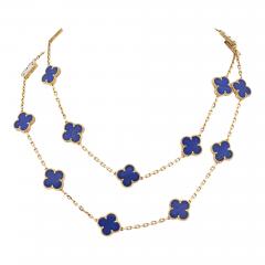  Van Cleef Arpels ALHAMBRA PLATINUM 18K YELLOW GOLD LAPIS ALHAMBRA 20 MOTIF NECKLACE - 2904139