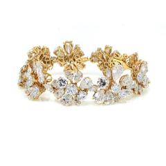  Van Cleef Arpels PLATINUM 18K YELLOW GOLD 47CTTW FANCY SHAPED FLORAL MOTIF DIAMOND BRACELET - 1797450