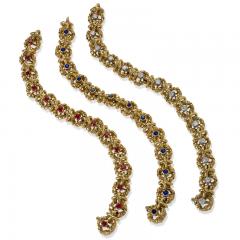  Van Cleef Arpels Three Gold Ruby Sapphire and Diamond Bracelets by Van Cleef Arpels - 1217157