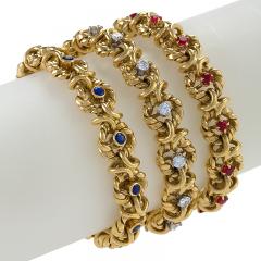  Van Cleef Arpels Three Gold Ruby Sapphire and Diamond Bracelets by Van Cleef Arpels - 1217159