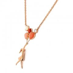  Van Cleef Arpels VAN CLEEF ARPELS 18K ROSE GOLD MERCRED A PARIS CORAL GIRL CHARM NECKLACE - 3218483