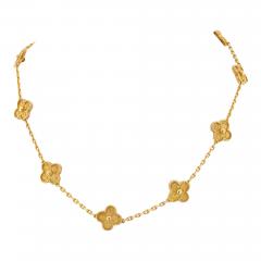 Vintage Alhambra necklace, 10 motifs 18K yellow gold, Diamond - Van Cleef &  Arpels
