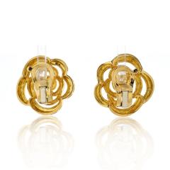  Van Cleef Arpels VAN CLEEF ARPELS 18K YELLOW GOLD 1998 OPENWORK FLOWER BLOSSOM EARRINGS - 2473640