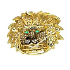  Van Cleef Arpels VAN CLEEF ARPELS 18K YELLOW GOLD DIAMOND LION HEAD MASK EMERALD EYES BROOCH - 2029645