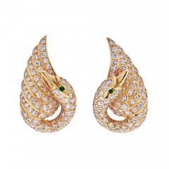  Van Cleef Arpels VAN CLEEF ARPELS 18K YELLOW GOLD DIAMOND SWAN EARRINGS - 1934887