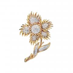  Van Cleef Arpels VAN CLEEF ARPELS 18K YELLOW GOLD FLOWER DIAMOND BROOCH - 1812702