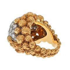  Van Cleef Arpels VAN CLEEF ARPELS 18K YELLOW GOLD PAVE DIAMOND CLUSTER TEXTURED BEADED RING - 2914135