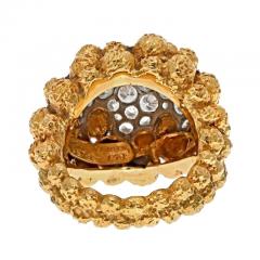 Van Cleef Arpels VAN CLEEF ARPELS 18K YELLOW GOLD PAVE DIAMOND CLUSTER TEXTURED BEADED RING - 2914136