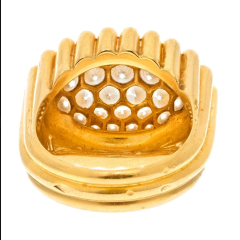  Van Cleef Arpels VAN CLEEF ARPELS 18K YELLOW GOLD PERLEE PAVE DIAMOND RING - 2858301
