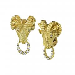  Van Cleef Arpels VAN CLEEF ARPELS 18K YELLOW GOLD RAM HEAD 0 50 CARAT DIAMOND CLIP ON EARRINGS - 1798632