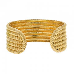  Van Cleef Arpels VAN CLEEF ARPELS 18K YELLOW GOLD SEVEN ROW TWISTED ROPE CUFF BRACELET - 2777407