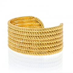  Van Cleef Arpels VAN CLEEF ARPELS 18K YELLOW GOLD SEVEN ROW TWISTED ROPE CUFF BRACELET - 2777529