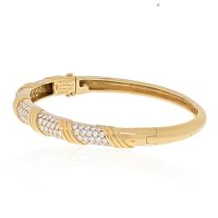  Van Cleef Arpels VAN CLEEF ARPELS 18K YELLOW GOLD VINTAGE DIAMOND HINGED BANGLE BRACELET - 1953896