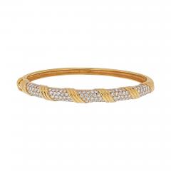  Van Cleef Arpels VAN CLEEF ARPELS 18K YELLOW GOLD VINTAGE DIAMOND HINGED BANGLE BRACELET - 1955145