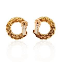  Van Cleef Arpels VAN CLEEF ARPELS 1970S 18K YELLOW GOLD TWISTED HOOP EARRINGS - 1797402