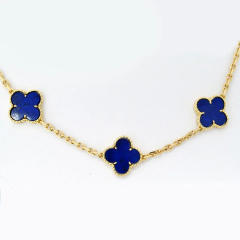  Van Cleef Arpels VAN CLEEF ARPELS ALHAMBRA 18K YELLOW GOLD 10 MOTIF LAPIS ALHAMBRA NECKLACE - 3715732