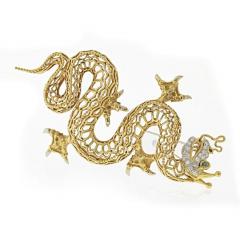  Van Cleef Arpels VAN CLEEF ARPELS DRAGON 18K YELLOW GOLD OPEN FRAMEWORK BROOCH - 1734006