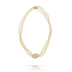  Van Cleef Arpels VAN CLEEF ARPELS FRANCE 18K YELLOW GOLD MULTISTRAND PEARL AND DIAMOND NECKLACE - 1809548