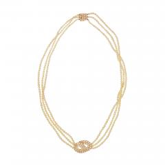  Van Cleef Arpels VAN CLEEF ARPELS FRANCE 18K YELLOW GOLD MULTISTRAND PEARL AND DIAMOND NECKLACE - 1812708