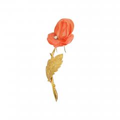  Van Cleef Arpels VAN CLEEF ARPELS FRENCH 18K YELLOW GOLD 1965 CORAL ROSE BROOCH - 2228861