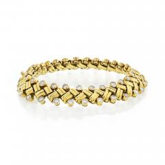  Van Cleef Arpels VAN CLEEF ARPELS GRAIN OF RICE 18K YELLOW GOLD DIAMOND BRACELET - 1735944