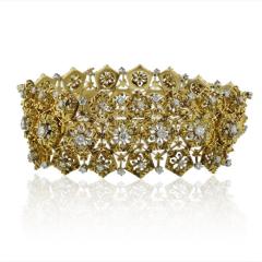  Van Cleef Arpels VAN CLEEF ARPELS PLATINUM 18K YELLOW GOLD SNOWFLAKE DIAMOND BRACELET - 1797404