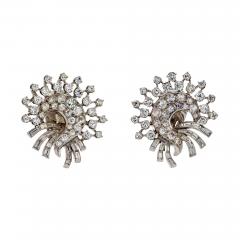  Van Cleef Arpels VAN CLEEF ARPELS PLATINUM 1940S DIAMOND FAN VINTAGE EARRINGS - 2310014